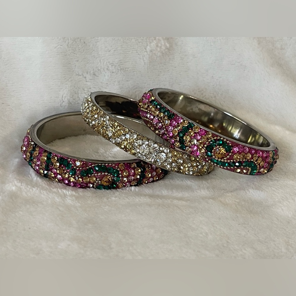 Vintage wedding bangle, bracelets, rhinestone, glitter silver gold bright - Picture 6 of 8